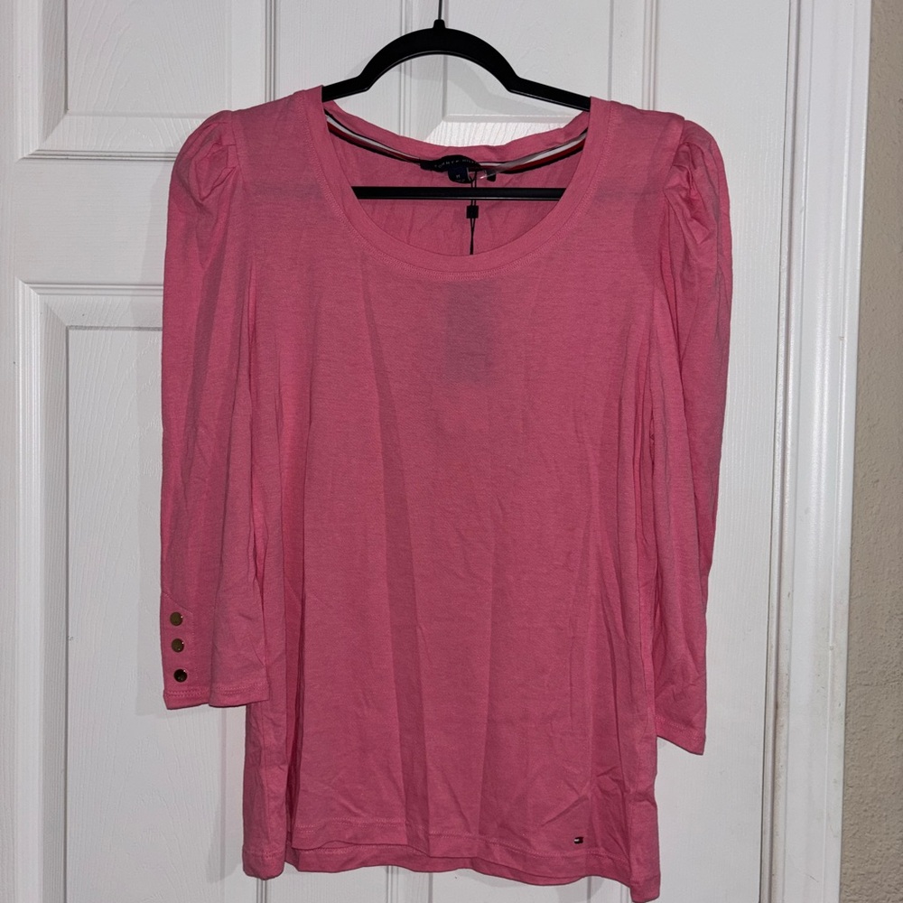 Tommy Hilfiger Pink Blouse with Button Accents